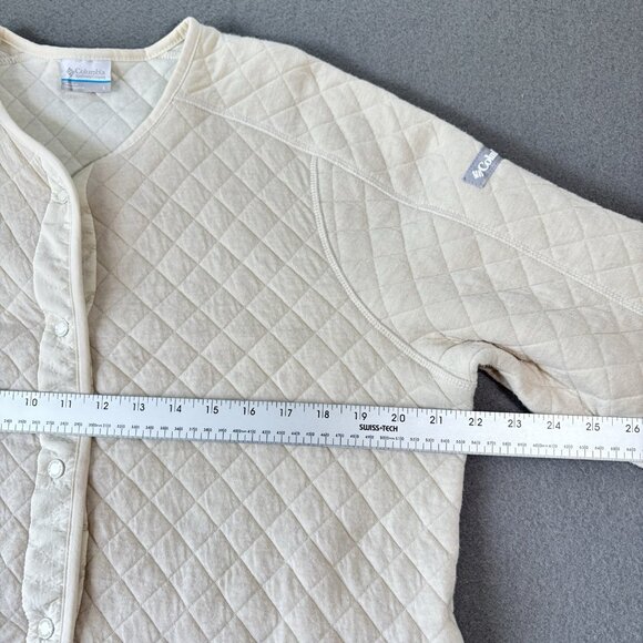 Columbia Quilted Snap Jacket Womens Size L Beige Lightweight Casual Outdoor Coat - Picture 8 of 16